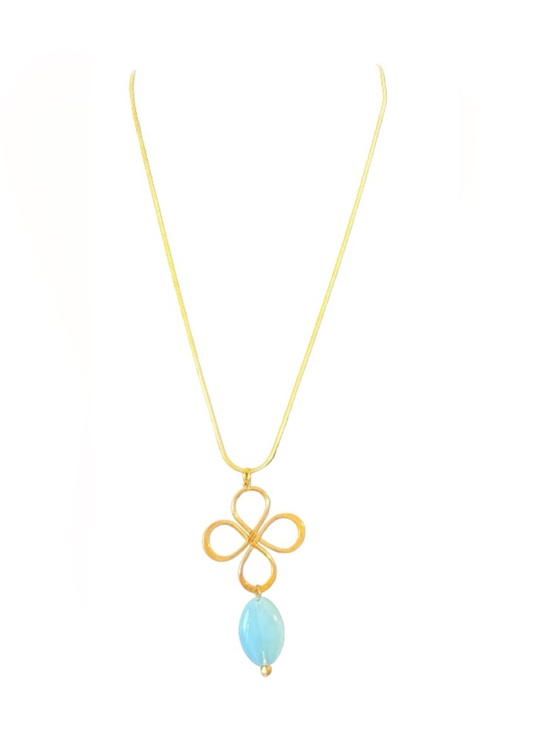Hand Crafted Jewelry - Handmade Gold and Blue Glass necklace